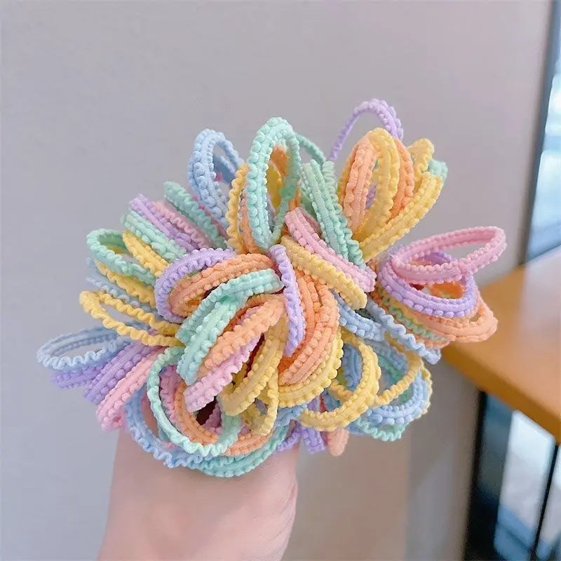 50/5pcs Colorful Flower Hair Ties Girls Kids Elastic Rubber Band Headband Scrunchie Sweet Rope Ponytail Holders Accessories