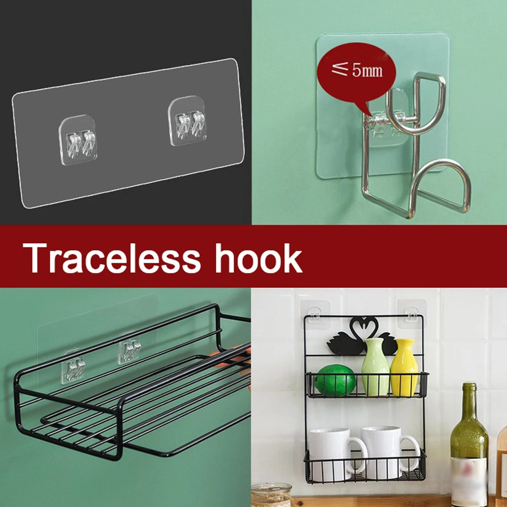 1Pcs Transparent Wall Hooks Self Adhesive Hanger Sticker Hooks Door Wall Mount Hanging Hooks for Kitchen Bathroom Accessories