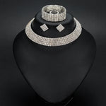 Load image into Gallery viewer, 2024 Europe and America Fashion Necklace Earring Ring Bracelet Four Piece Set Hollow Diamond  Pattern Headwear Wholesale Jewelry
