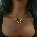 Load image into Gallery viewer, Non Tarnish Waterproof Jewelry 18K Gold Plated Stainless Steel Rope Chain Choker Necklace Two Tone Horseshoe Necklace YF3383
