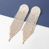 Luxurious Crystal Tassel Drop Earring For Women, Silver Color Rhinestone Earrings, Fashion Party Jewelry Trendy Accessories