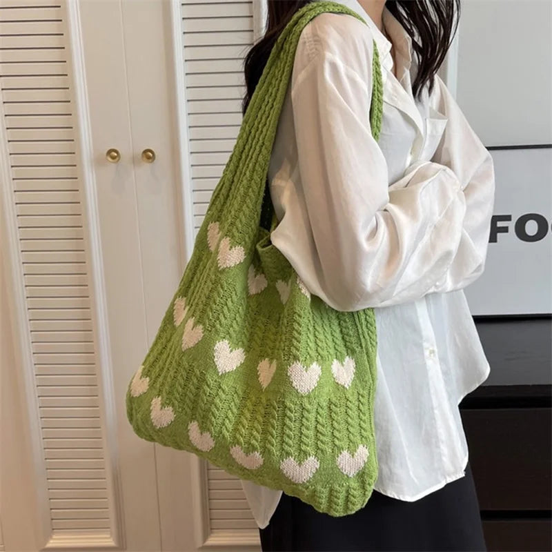 Knitted Handbags Female Large Capacity Totes Women's Shoulder Bag Summer Beach Bag Purses Casual Hollow Woven Shopping