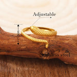 Load image into Gallery viewer, Stainless Steel Rings Snake Personality Design Adjustable open Ring Hip hop Punk Statement Ring for women Jewelry Banquet Gifts
