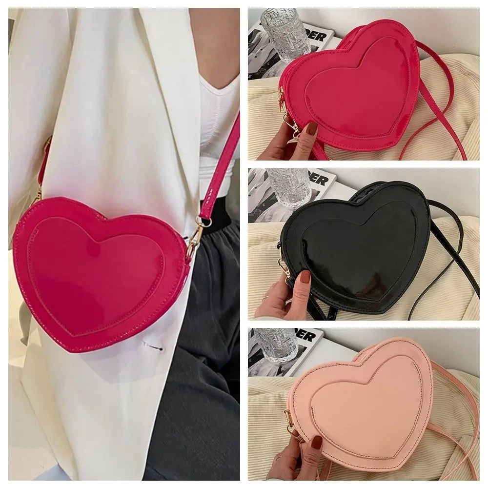 Pink Peach Heart Shaped Handbags Love Heart Adjustable Shoulder Strap Heart Shaped Coin Purses Shoulder Bag Pu Leather