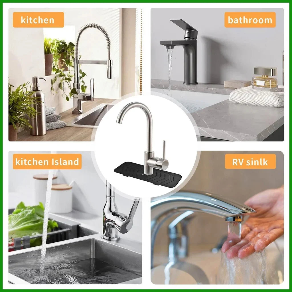 Kitchen Silicone Faucet Handle Drainage Mat Drip Catcher Tray Drying Pad Kitchen Sink Splash Guard Drain Mat Kitchen Accessories