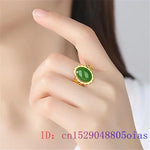 Load image into Gallery viewer, Green Jade Ring Gifts Natural Amulet Women 925 Silver Zircon Crystal Gemstone Men Chalcedony Jewelry Charm Fashion
