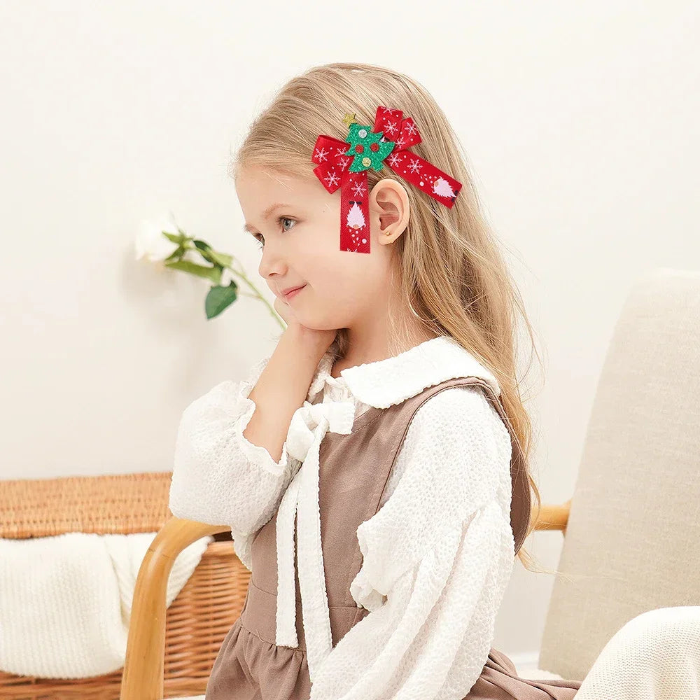 Christmas Hairclip New Year Party Hair Bows for Baby Girl Hair X'mas Santa Deer Decorations Kids Hairpins Hair Accessories Gifts