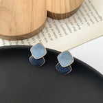 Load image into Gallery viewer, Bohemian Square Blue Zircon Stud Earrings For Women Fashion Enamel Geometric Pendant Earrings Charms Vintage Daily Jewelry Gift

