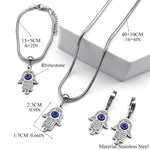 Load image into Gallery viewer, Stainless Steel Luxury Turkish Blue Evil Eye Hamsa Fatima Hand Jewelry Set Lucky Snake Chain Necklace Earring Bracelet for Women
