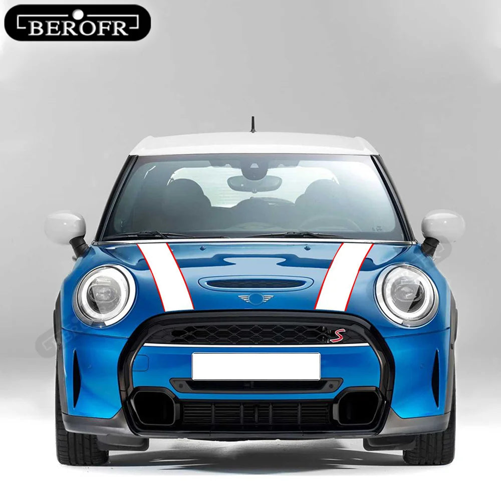 For MINI Cooper F56 R56 F55 F57 R57 JCW Accessories Car Hood Sticker Bonnet Stripes Engine Cover Band Rear Vinyl Decal