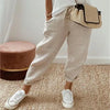 Women Cotton Linen Pants Summer New Loose Trousers Female Vintage Ankle-Length Wide Leg Trousers Fashion Office Ladies Bottom