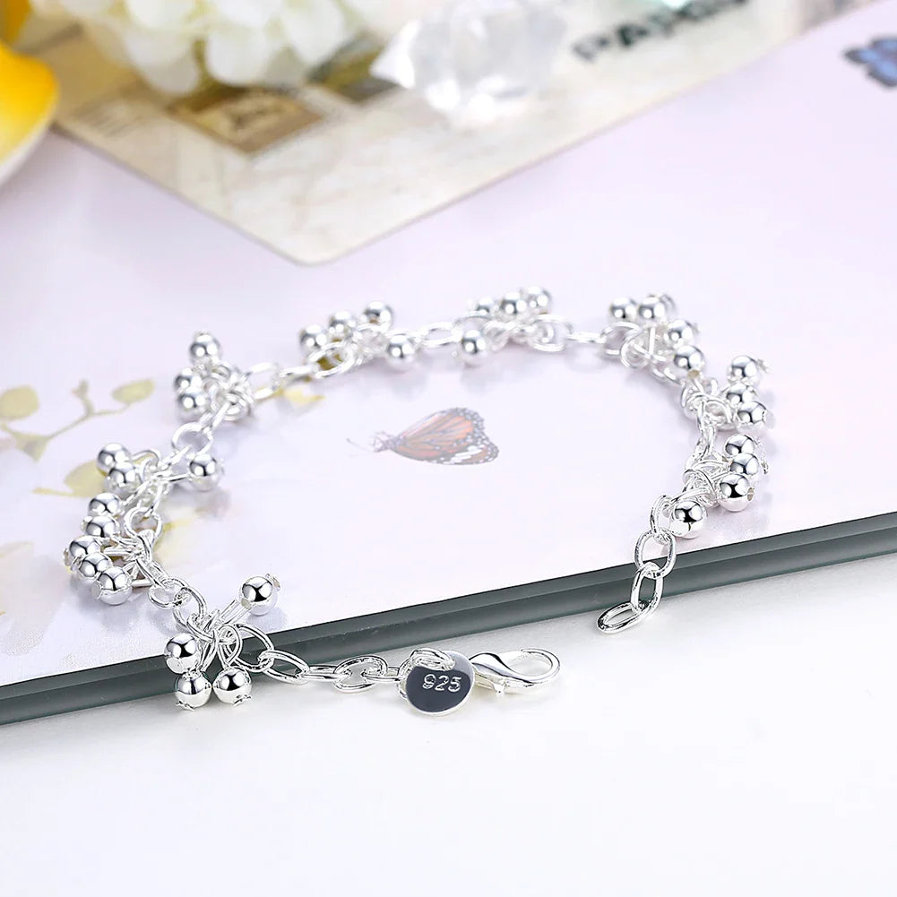 Korean trend 925 Sterling Silver charms beads bracelets neckalce for women fashion Party wedding accessories jewelry sets