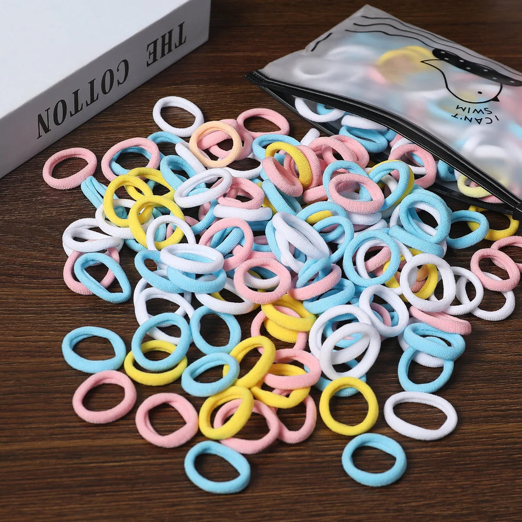 50/100Pcs Hair Bands for Children Colorful Nylon Scrunchie Hair Ties Rubber Band Kids Elastic Hair Leagues Girl Accessories