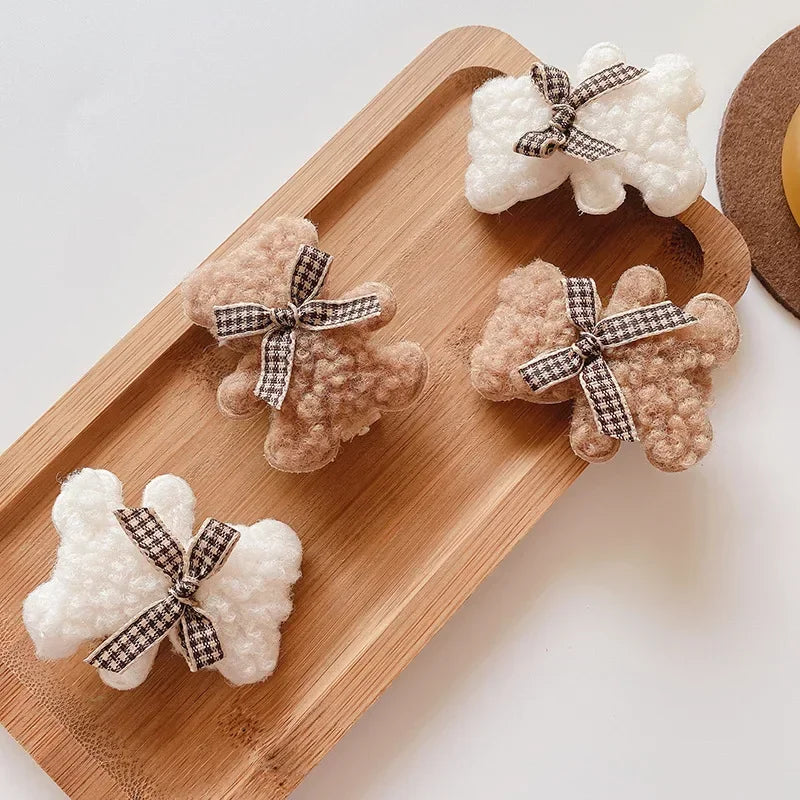 2pcs Toddlers Bear Cute Hair Pins for Children Kids Babies Handmade Girls Hair Clips Fashion Hair Accessories Barrettes Headwear