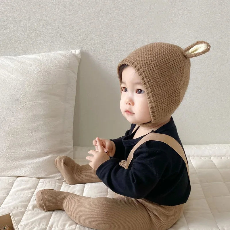 0-2 Years Baby Hat Autumn Winter Ear Rabbit Knitted Kids Hat Baby Girls Baby Boys Cute Wool Hat  Baby Accessories Newborn