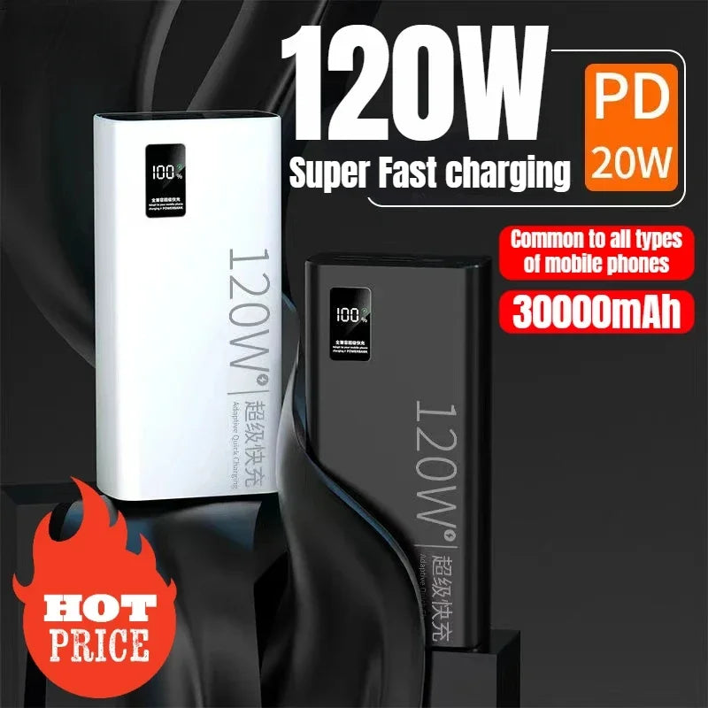 120W 50000 mAh Power Bank Super Fast Charging 100% Sufficient Capacity Portable Battery Charger for iPhone Xiaomi Huawei Samsung