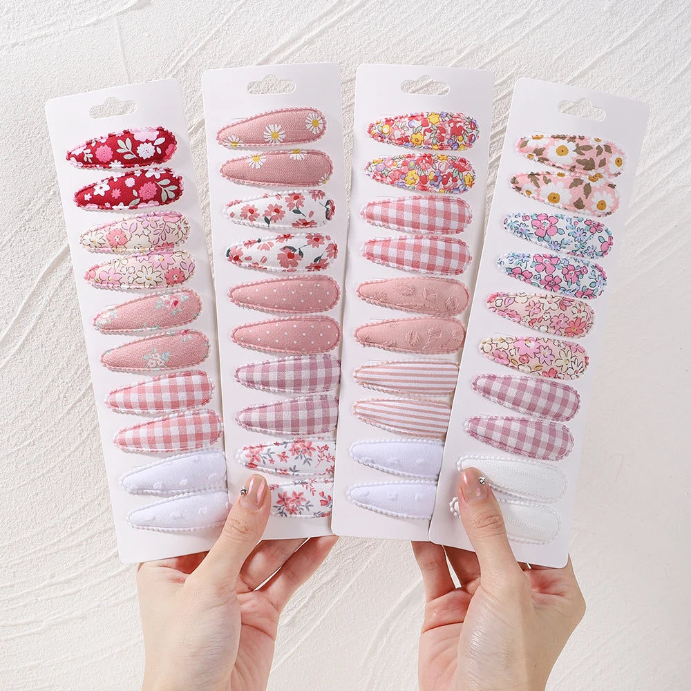 6/10Pcs Fashion Print Hairclips with Paper Jam Girl Waterdrop Broken Hair BB Clip Handmade Hairpin Headwear Kid Hair Accessories