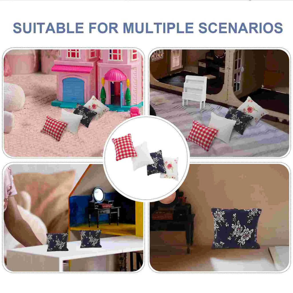 8 Pcs Accessories Home Decorate Tabletop Miniature Pillows Toys House Decorative Model DIY Accessory