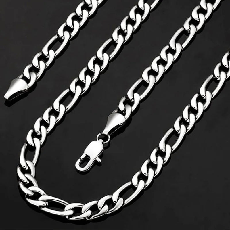 925 Sterling Silver 16-30 Inches Figaro Chain Necklace Men Women Fashion Simple Chain Wedding Christmas Gift Jewelry Accessories