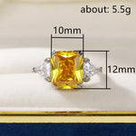 Load image into Gallery viewer, Huitan Square Yellow Cubic Zirconia Women's Finger-ring for Wedding Party Temperament Lovely Luxury CZ Rings Anniversary Jewelry

