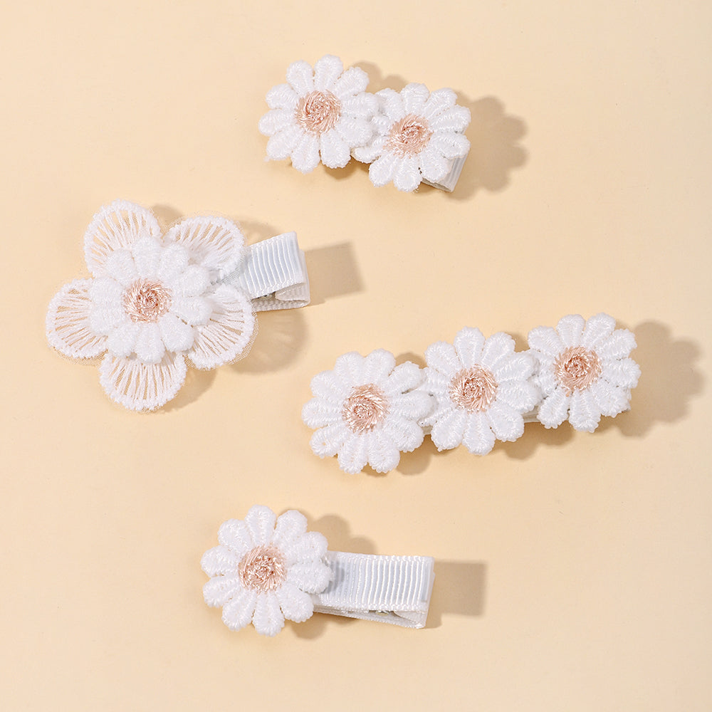 5/2/1/pcs Ins Daisy Flower Hair Clips Baby Girl Hairpins for Kids Lace White Barette Princess Hooks Infant Accessories Korean