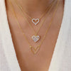 Crystal Zircon Heart Charm Layered Pendant Necklace Set for Women Charms Fashion Square Rhinestone Female Vintage Jewelry Gifts