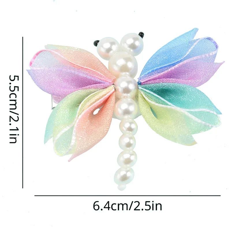 2Pcs Cute Pearl Butterfly Hair Clips For Girls Sweet Kids Hairpins Barrette Summer Headwear Hair Accessories Hair Ornament Clip