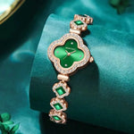Load image into Gallery viewer, Casual fashion multifunctional ladies watch luxury high quality elegant clover bracelet emerald quartz watch for women
