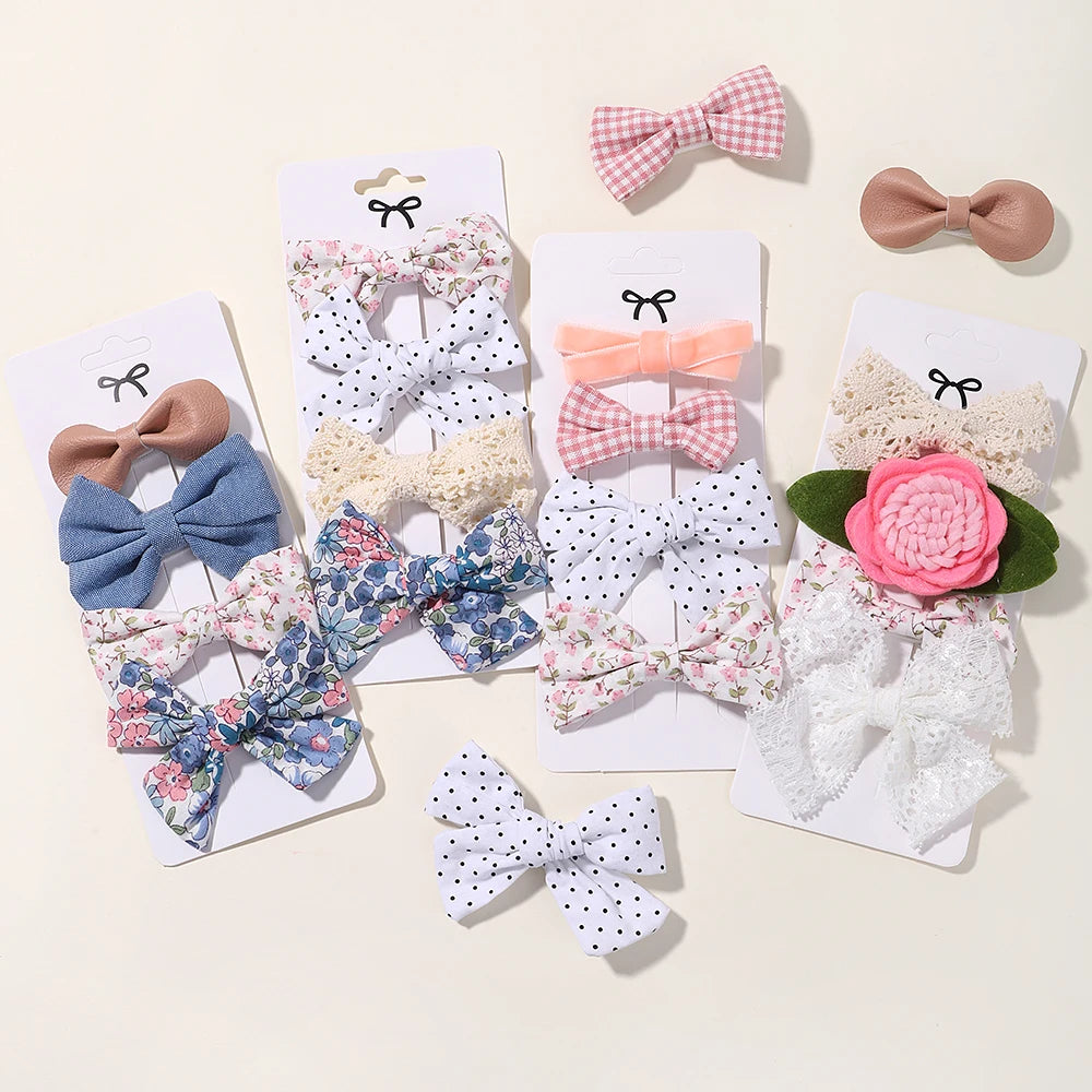 4PCS/Set New Girls Leopard Hairpins Kids Sweet Hair Clips Barrettes Lovely Hair Bows Children Cute Baby Hair Accessories