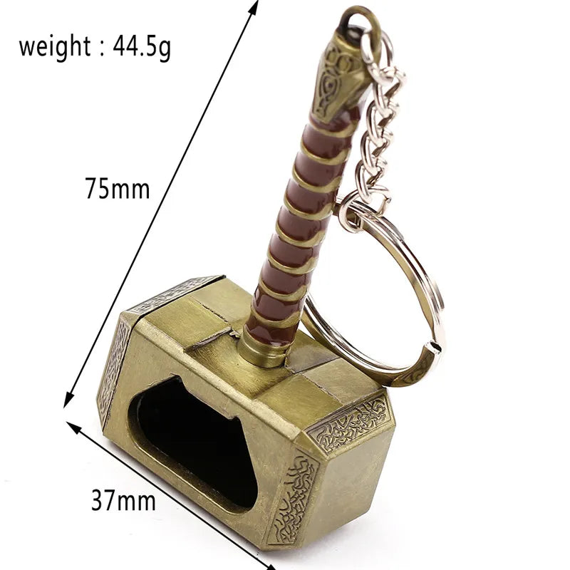 Multifunction Hammer of Thor Shaped Beer Bottle Opener with Long Handle, Bottle Opener, Keychain, 1Pc
