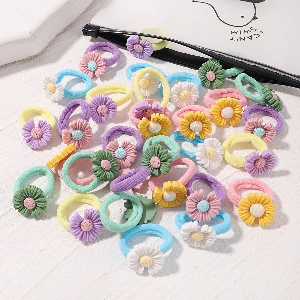 10pcs Lovely Cartoon Kids Elastic Hair Bands Girls Candy Macaron Hair Ties Ropes Stripe Ponytail Holder Baby Hair Accessories