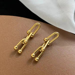 Load image into Gallery viewer, Stainless Steel U-Shape Thick Chain Necklace Bracelet Earrings For Women Fashion Statement Jewelry Set
