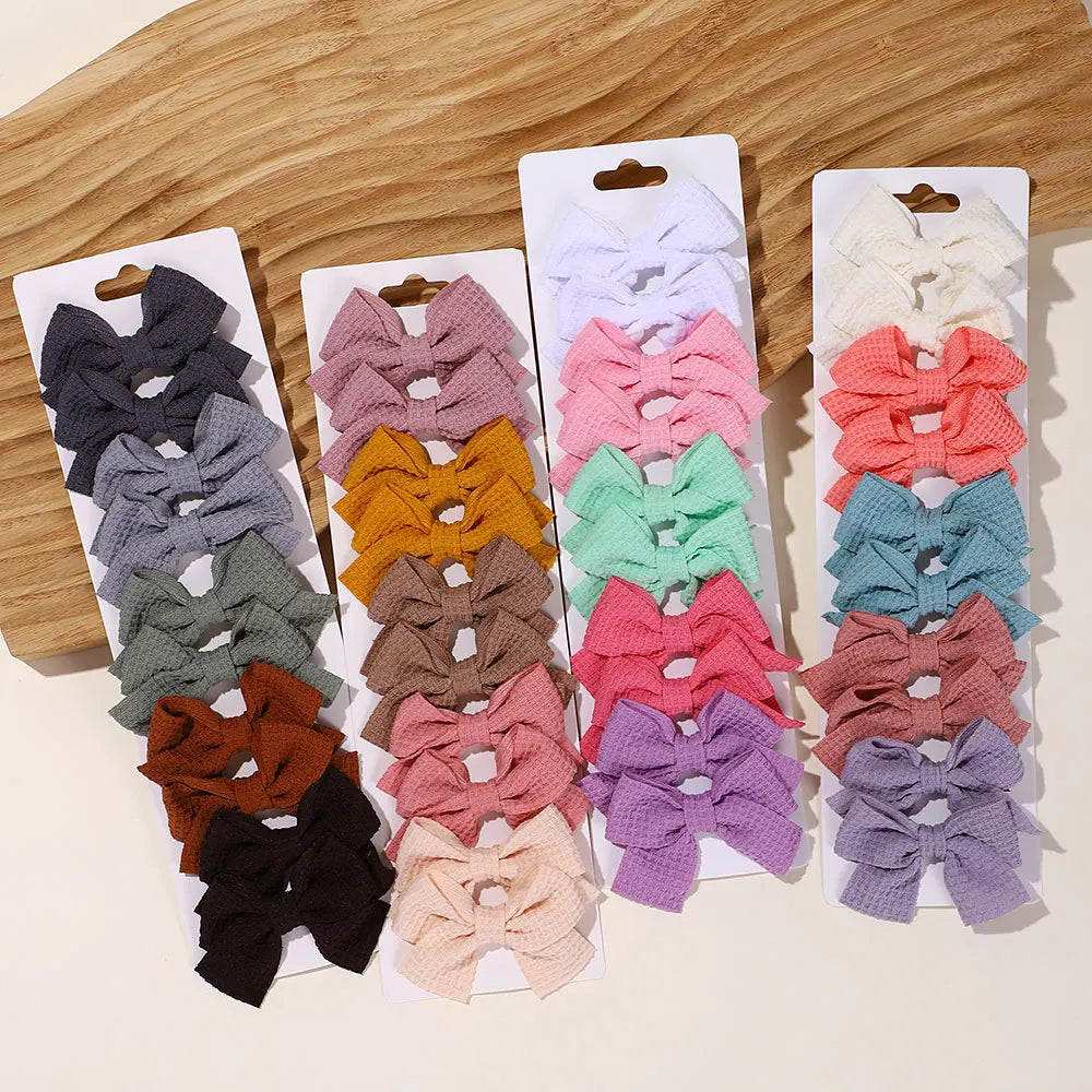 10Pcs/Set Girls Solid Hairpins Hair Bows Clips Gift Nylon Safe Hair Clip Barrettes for Infants Toddlers Kids Hair Accessories