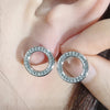 2024 New Products Fashion Halo Silver Color Korean Earrings for Women Anniversary Gift Jewelry Bulk Sell E6874