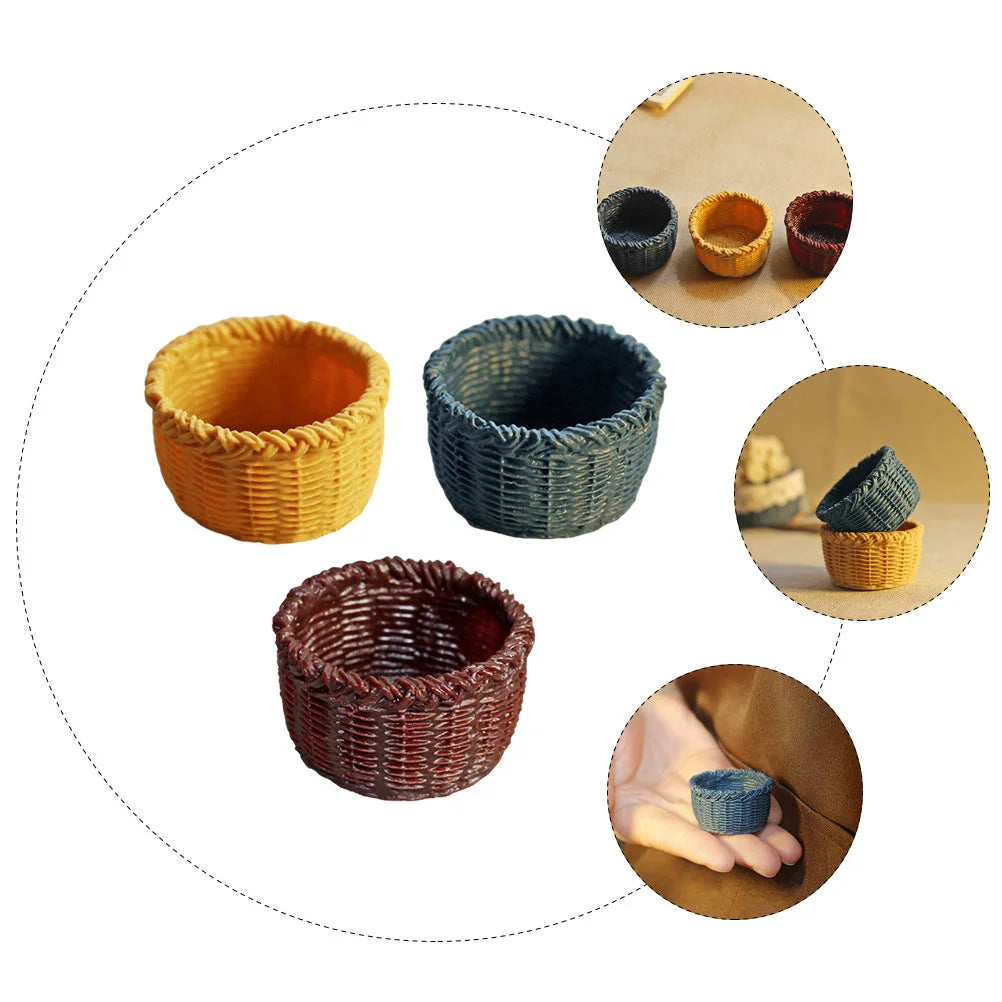 Home Decor Miniature Baskets for Crafts House Accessories Small Storage Ornament Resin
