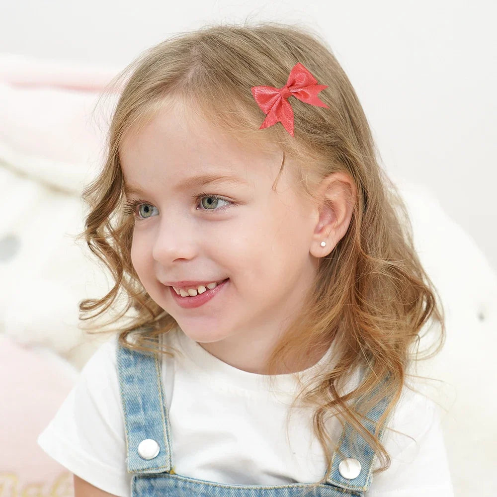10Pcs/Set Cheer Bow Solid Ribbon Hair Clips Pin for Girl Handmade Bows Hairpin Barrettes Children Headwear Kids Hair Accessories