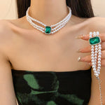 Load image into Gallery viewer, 1set Classic Bridal Wedding Jewelry, Pearl Chain Crystal Jewelry Set, Holiday Gift Jewelry Suitable for Daily Wear
