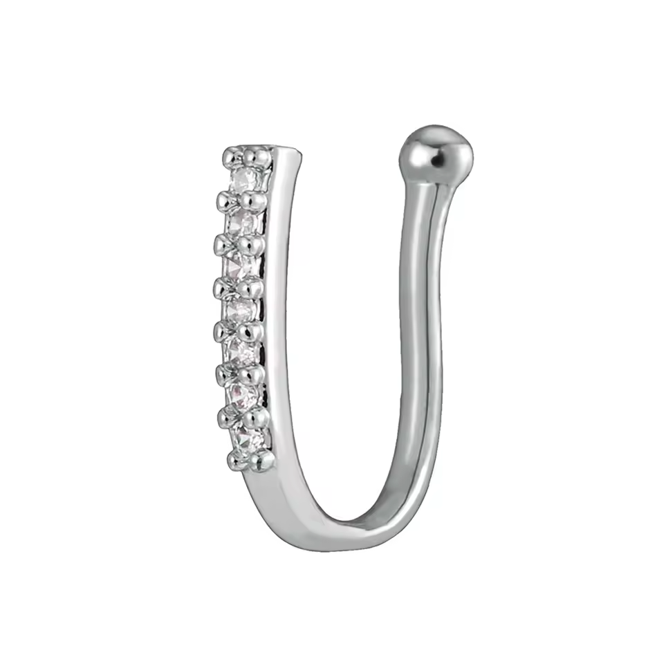 Fake Nose Ring Crystal Ear Cuff False Piercing Body Jewelry for Women Teens Golden Silver Color CZ Zircon Cooper Clip Ornaments