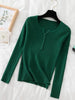 2024 Autumn Winter Button V Neck Sweater Women Basic Slim Pullover Women Sweaters And Pullovers Knit Jumper Soft Warm Tops