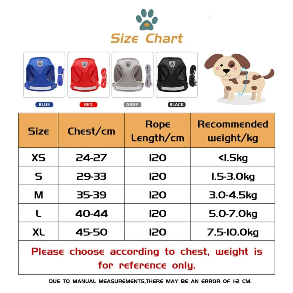 Adjustable Breathable Pet Dog Cat Harness and Leash Escape Proof Cat Vest Harness Puppy Dog Kitten Leads Reflective Cat Collar