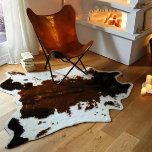 110*85cm Cow Tiger Print Area Rug Leopard Cowhide Faux Skin Leather Carpet Bedroom Office Livingroom Floor Mat Home Room Decor