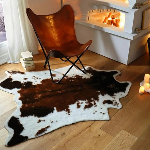 110*85cm Cow Tiger Print Area Rug Leopard Cowhide Faux Skin Leather Carpet Bedroom Office Livingroom Floor Mat Home Room Decor