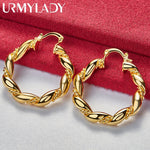 Load image into Gallery viewer, URMYLADY Round Twist Hoop Earrings 24K Gold For Women Charm Wedding Engagement Fashion Party Jewelry
