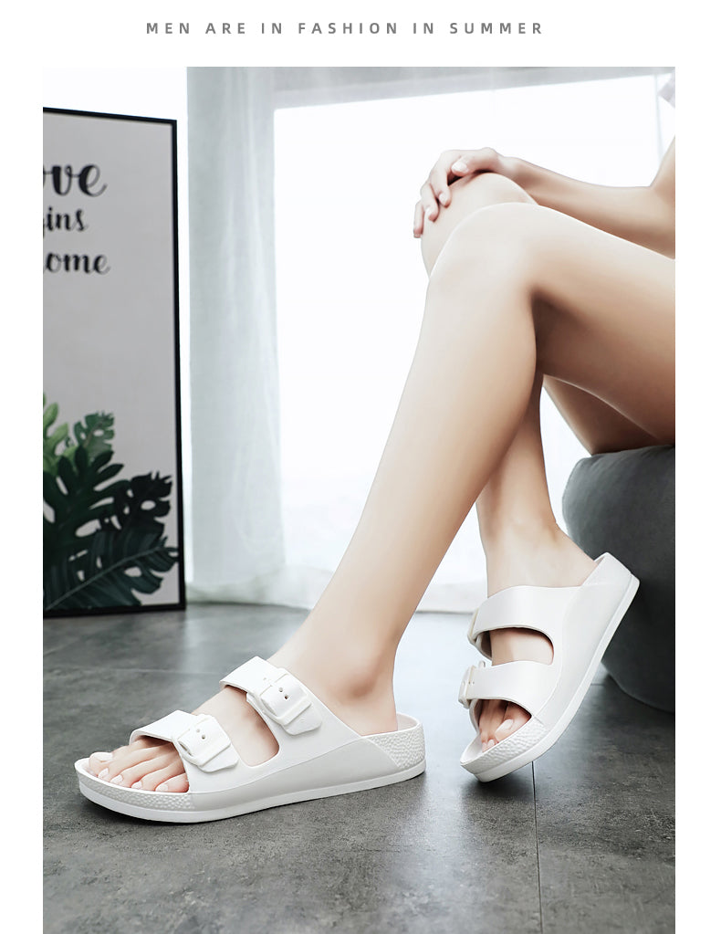 New Sandals Mute Shoes Slope Thick Platform Comfortable Buckle Fashion Women Shoes Beach Travel Slides Shoes Female 2023