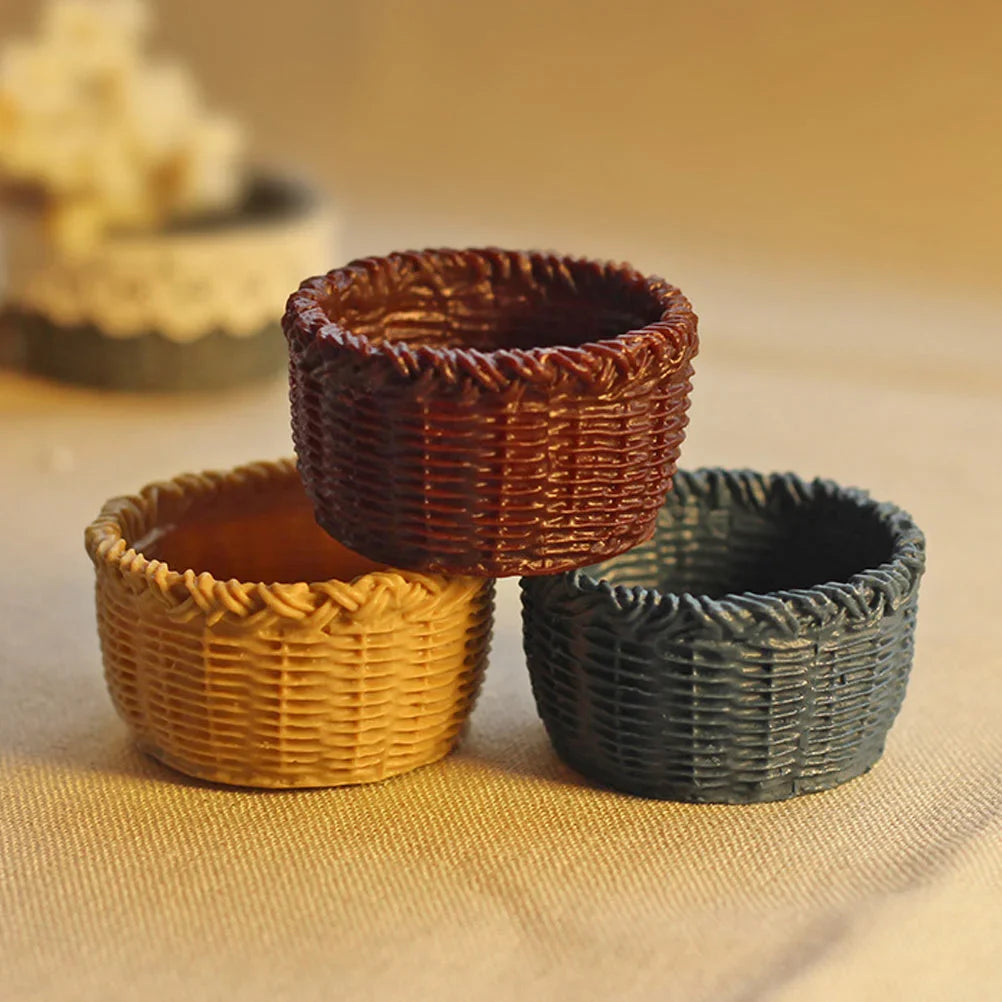 Home Decor Miniature Baskets for Crafts House Accessories Small Storage Ornament Resin