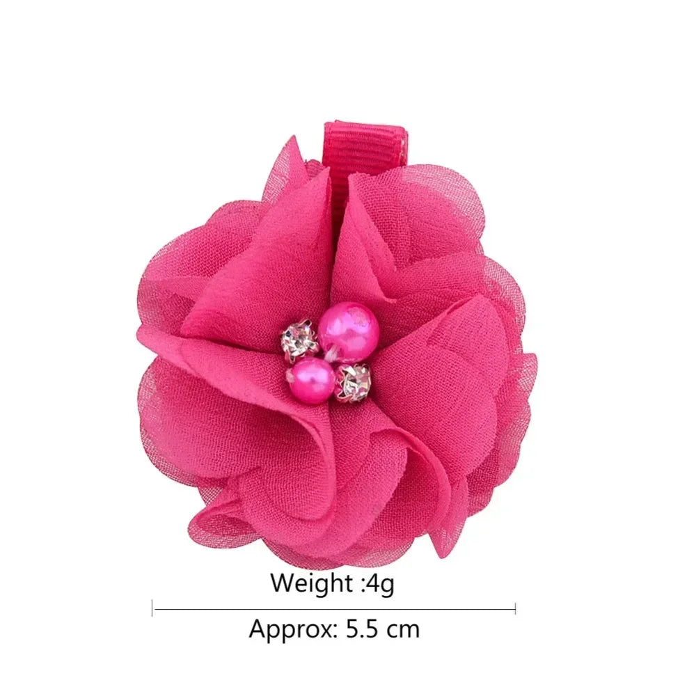 5/3Pcs Children Handmade Chiffon Petals Poppy Flower Hair Clips Rolled Rose Fabric Hair Flowers for Kids Girls Hair Accessories