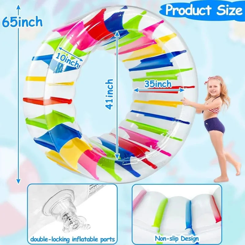 Inflatable Wheel Roller Pool Floats Toys for Kids, Kids Pool Float Pool Games for Lake Beach Party Outdoor Summer Fun