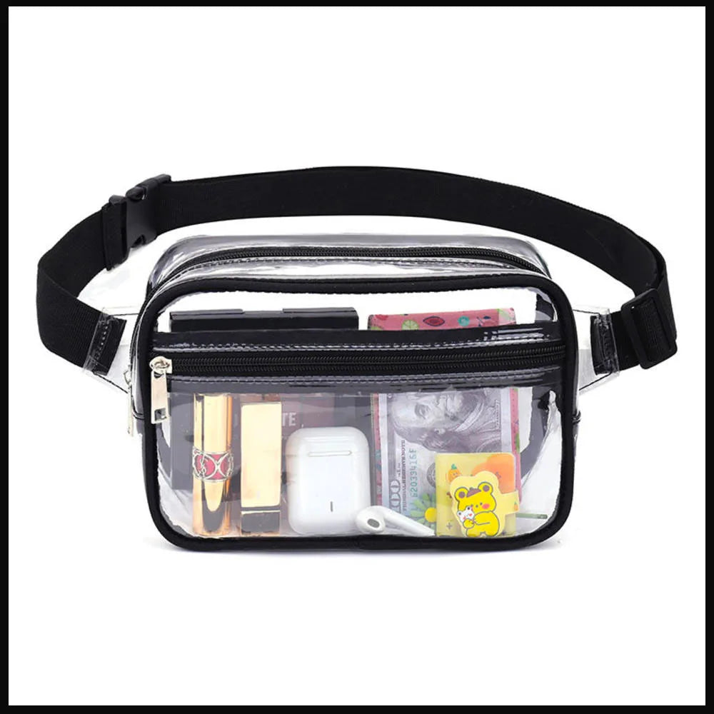 Black Clear Fanny Pack Belt Bag For Women Men Plus Size Transparent Waist Bag With Adjustable Strap For Concerts Sporting Events