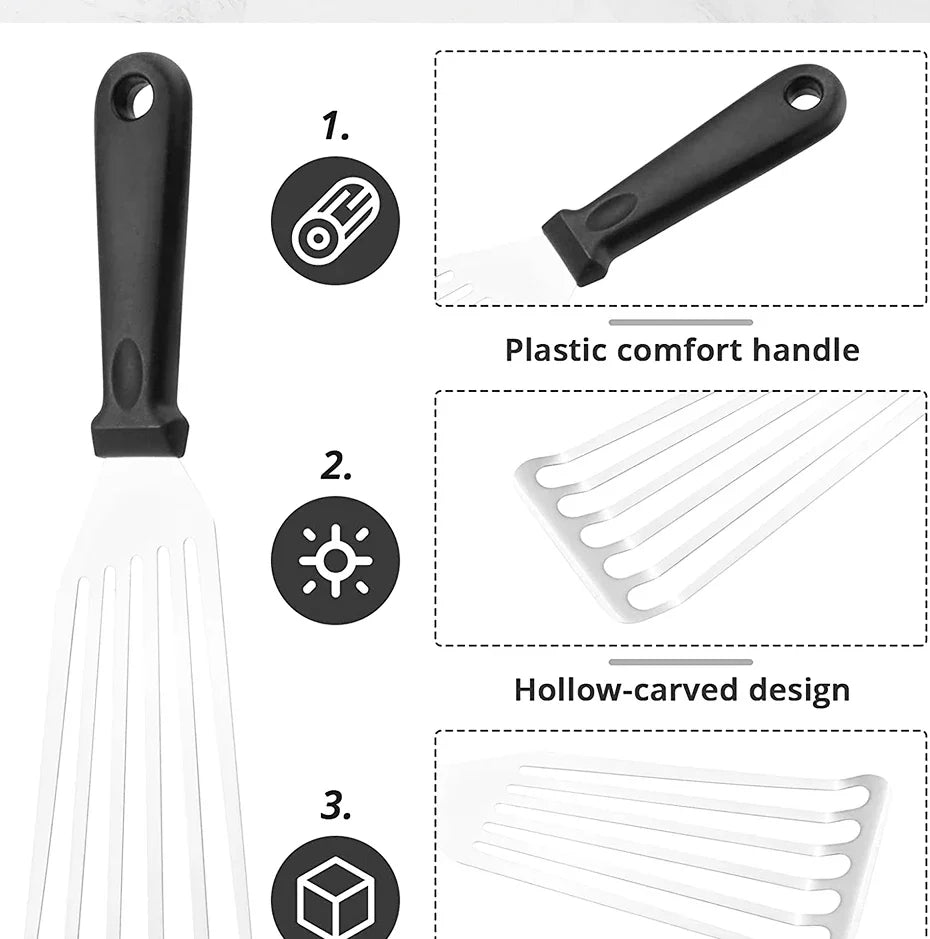 Kitchen Frying Spatula Non-slip Stainless Steel Slotted Turner & Fish Spatula Leaky Shovel Fish Slice Kitchen accessories