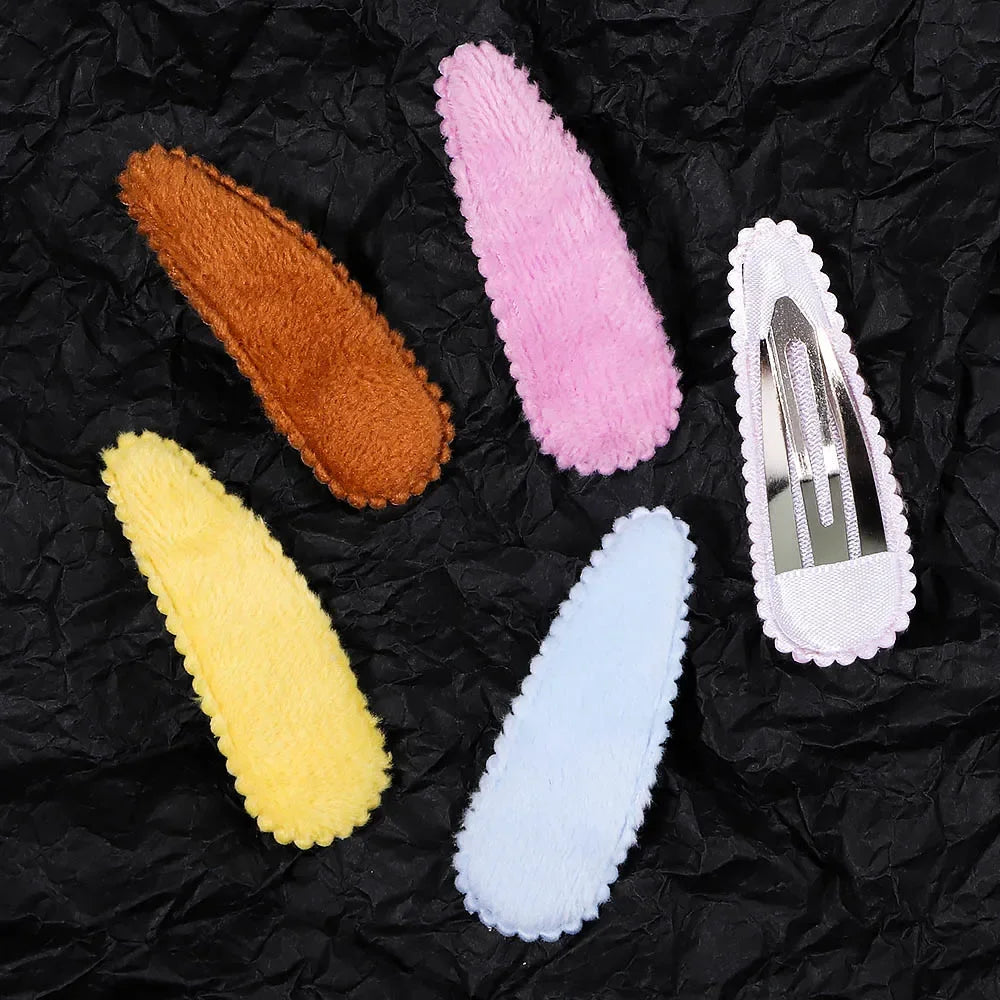 10Pcs/Set Cute Women Solid Plush Snap BB Clip for Girls Hairpin Barrettes Hair Clips Headwear Kids Hair Accessories Wholesale